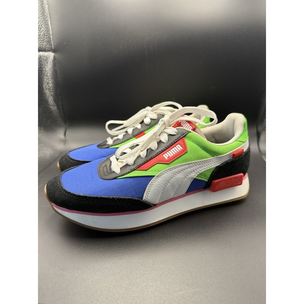 PUMA Kid's Future Rider Play On Sneakers Shoes 372349-01 Green Blue Red 5.5C✅Des - Picture 3 of 9